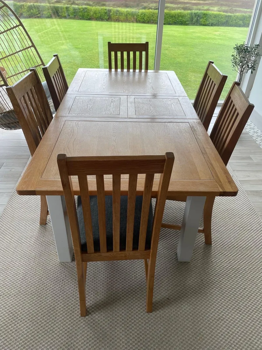 Solid Oak - Extending Kitchen Table and 6 Chairs - Image 3
