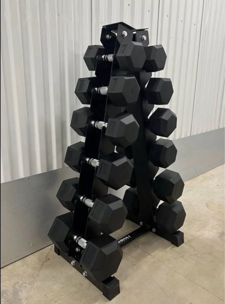 Hex Dumbbells 5kg - 20kg + storage rack (new) - Image 2