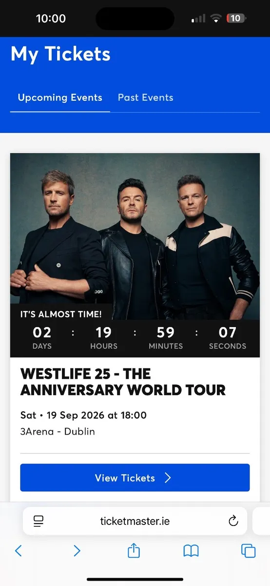Westlife standing tickets Saturday 19th September - Image 1