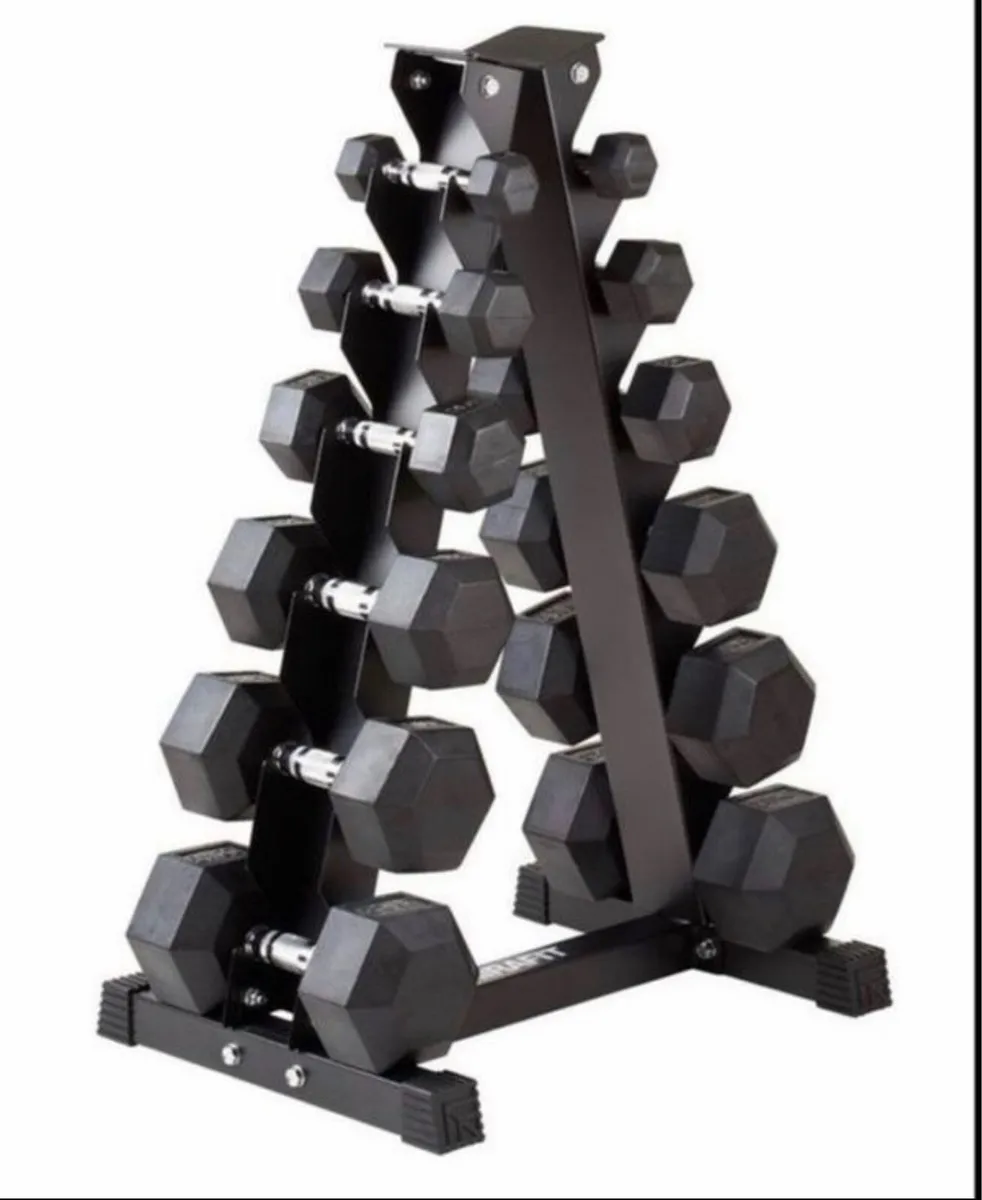 Hex Dumbbells 2.5kg - 15kg + storage rack (new)
