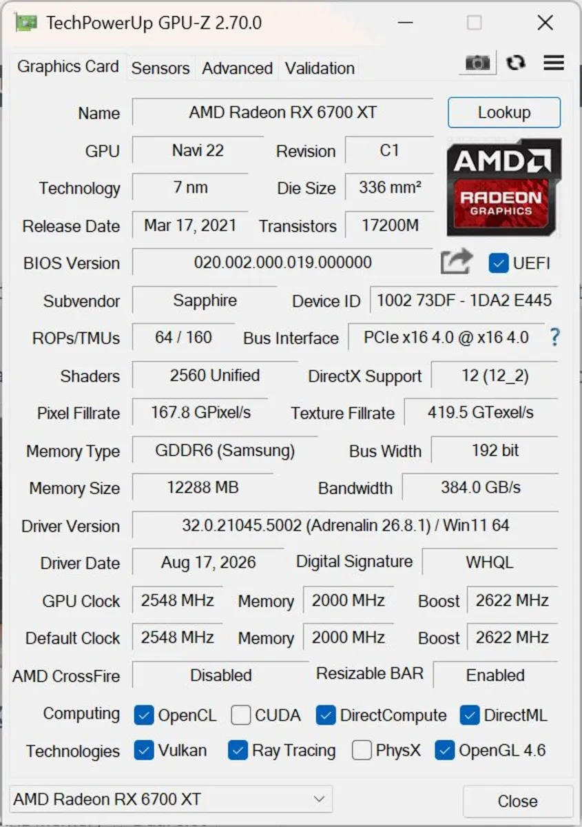 Sapphire Nitro+ RX 6700 XT 12GB Graphics Card - Image 4