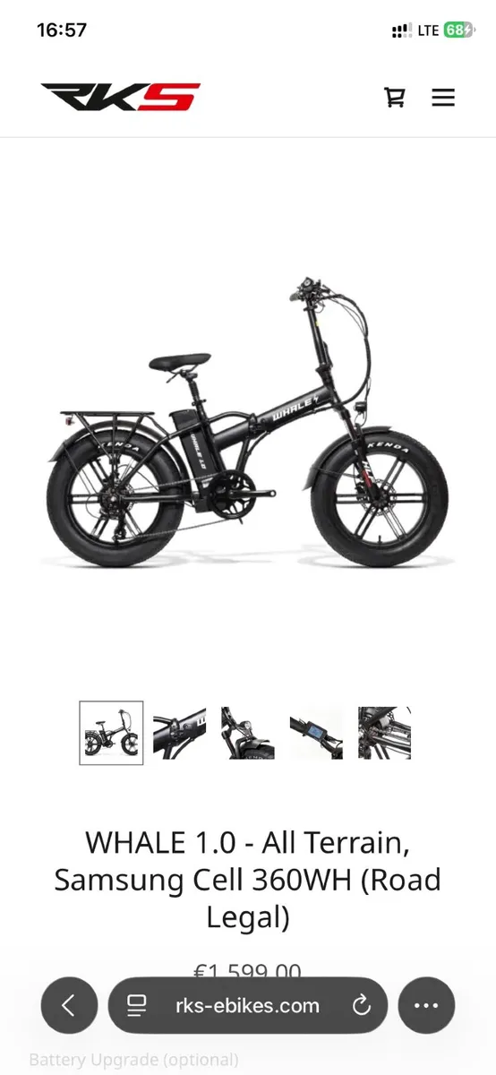 RKS Whale 1.0 Electric Bike – 360Wh Battery - Image 1