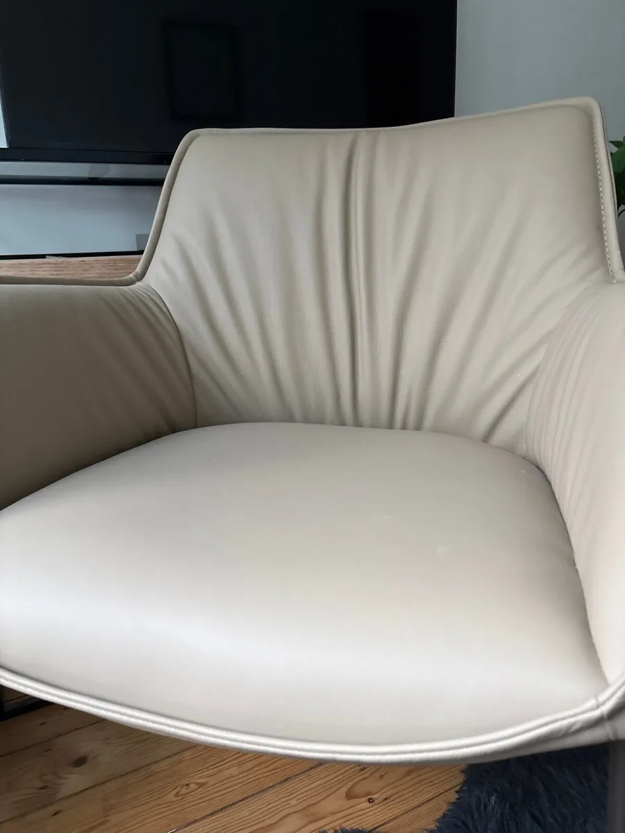 Leather dining chairs taupe x4, Casey’s reduced - Image 1