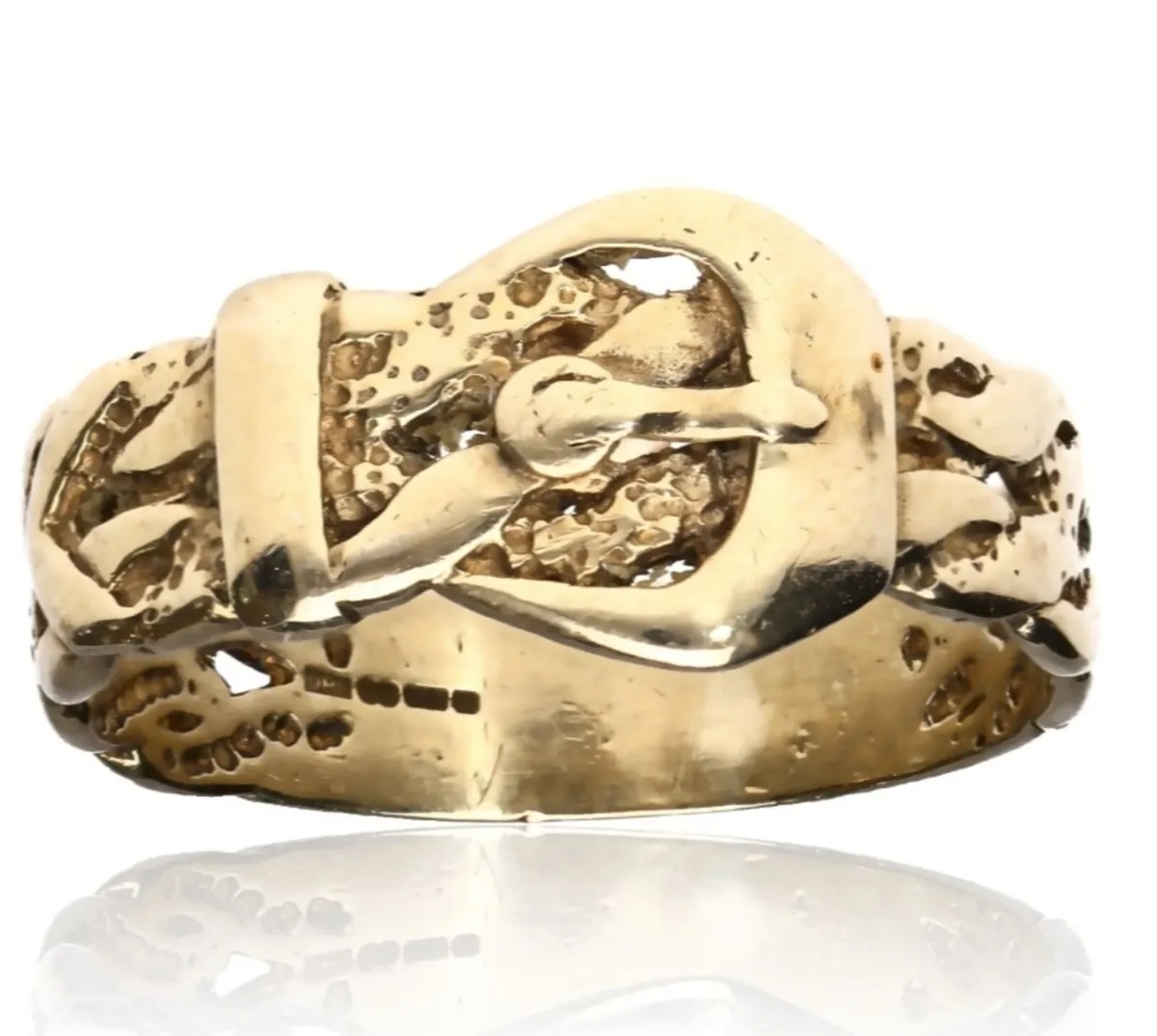 Unisex 9k gold buckle ring - Image 1