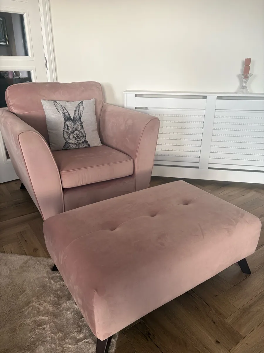 Armchair & footstool - Image 1