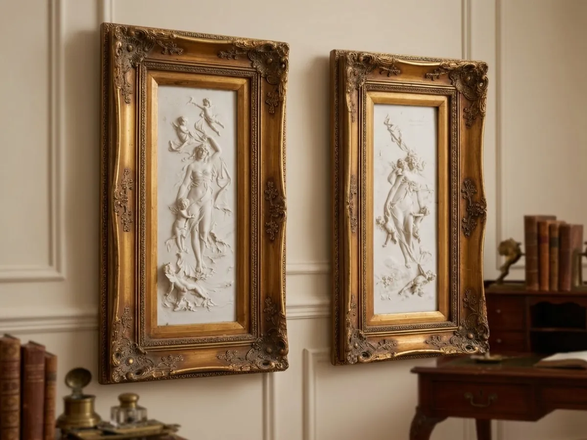A superb pair of vintage marble plaques - Image 3