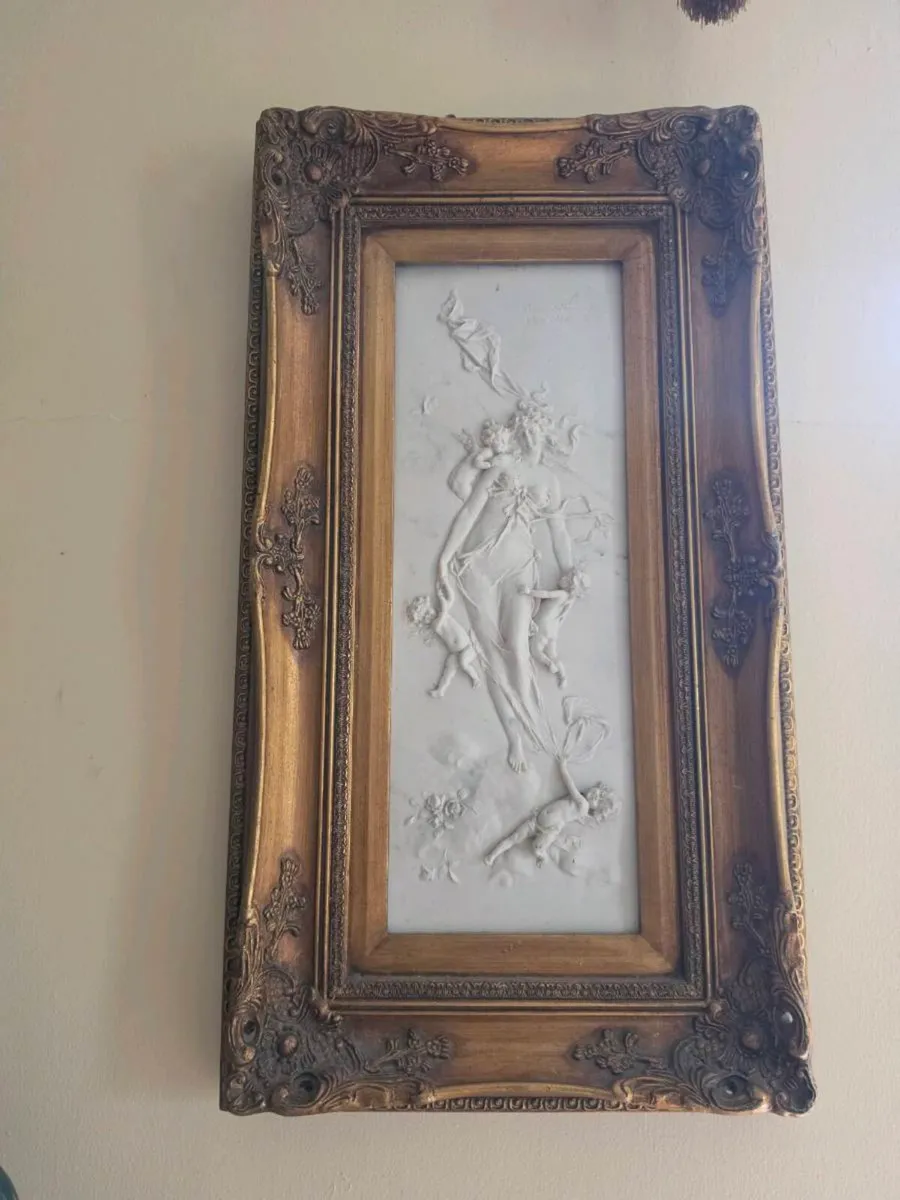 A superb pair of vintage marble plaques - Image 1
