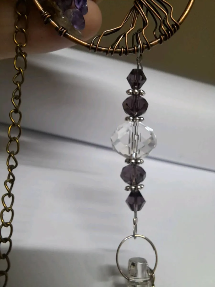 Amethyst Handmade Tree of Life Crystal Suncatcher - Image 3
