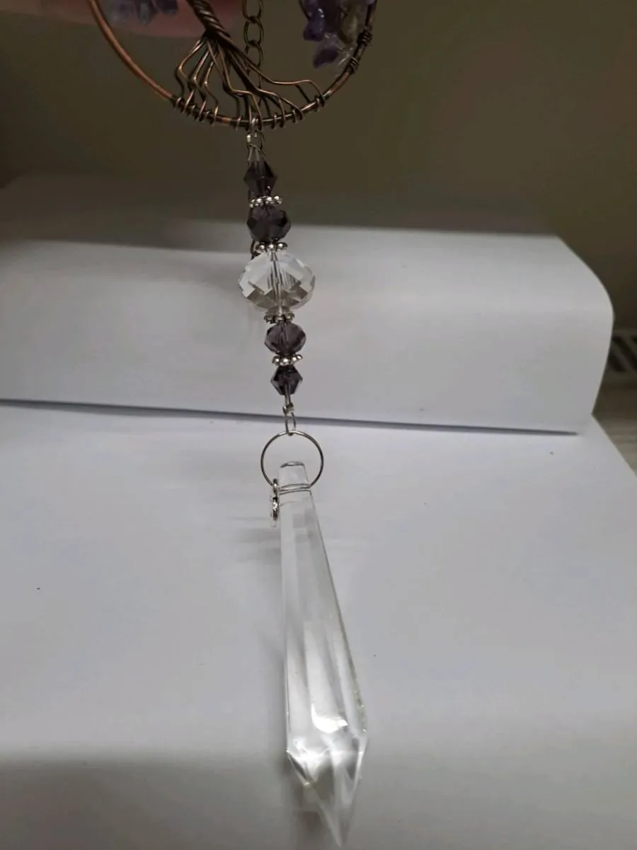 Amethyst Handmade Tree of Life Crystal Suncatcher - Image 4