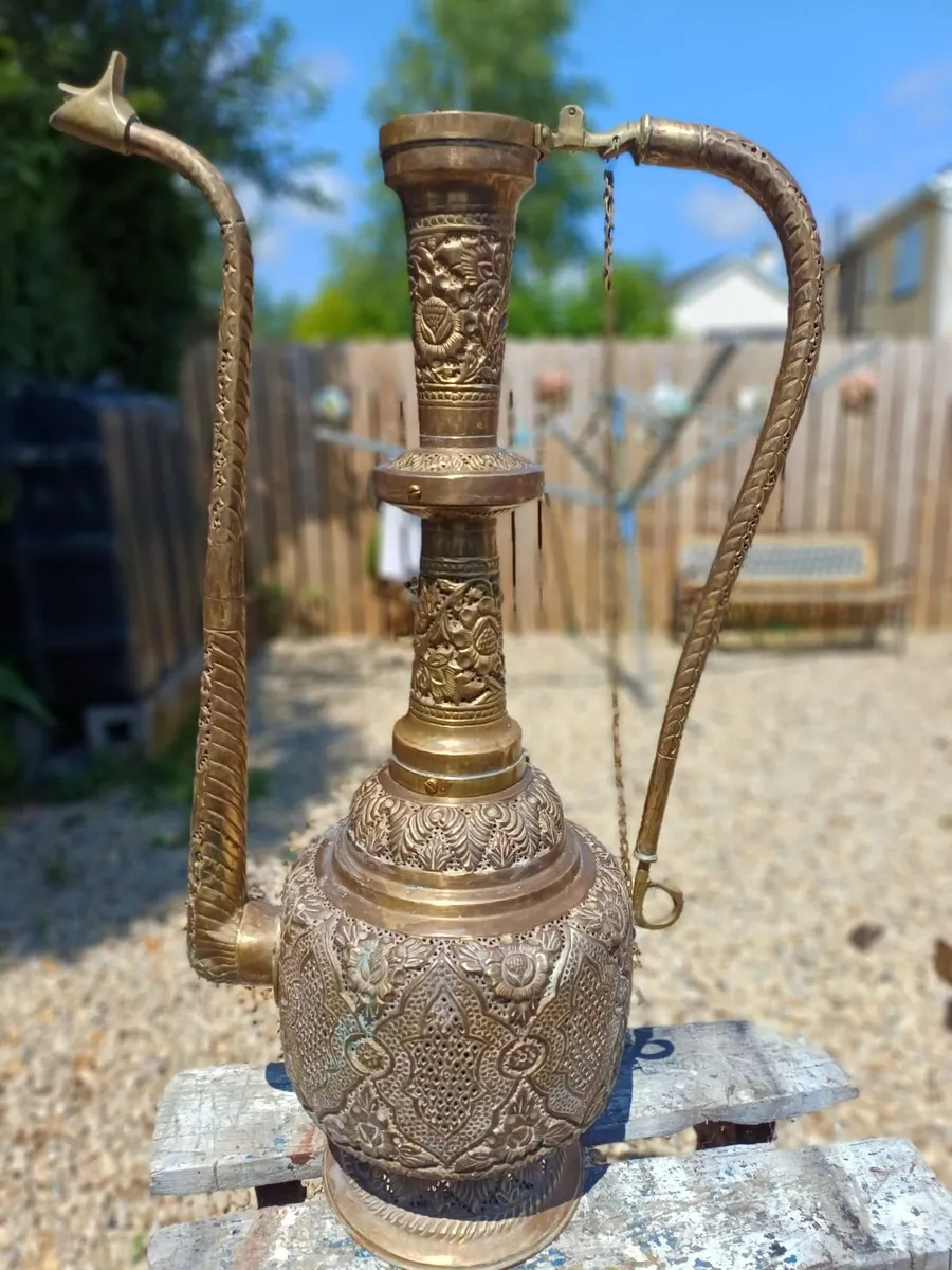 Large Antique Brass Ewer - Image 2