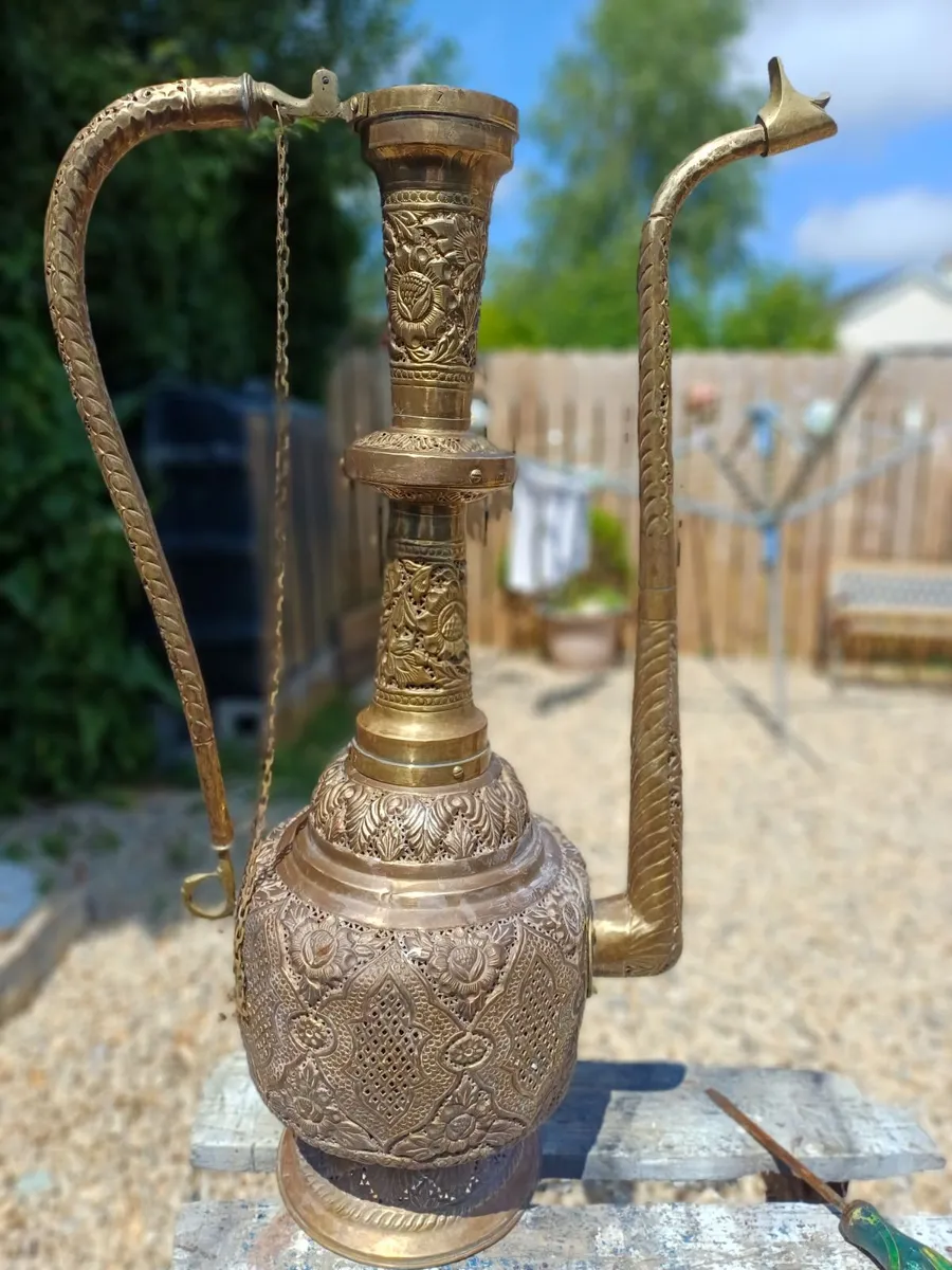 Large Antique Brass Ewer - Image 1