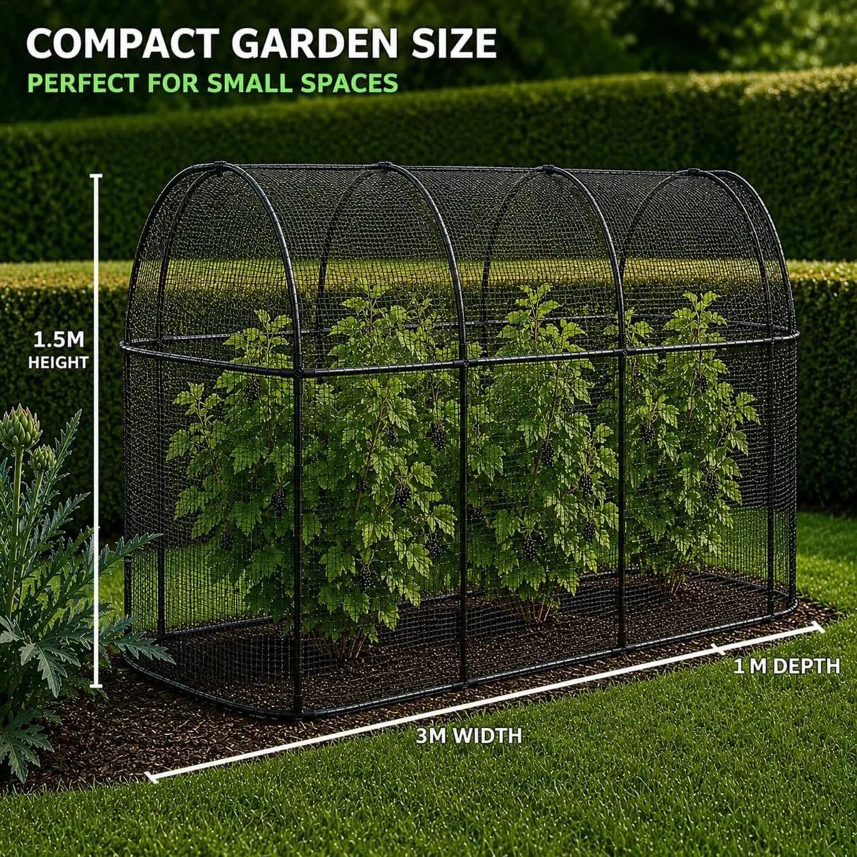 Steel Long Fruit Cage Frame with Bird Netting - Image 3