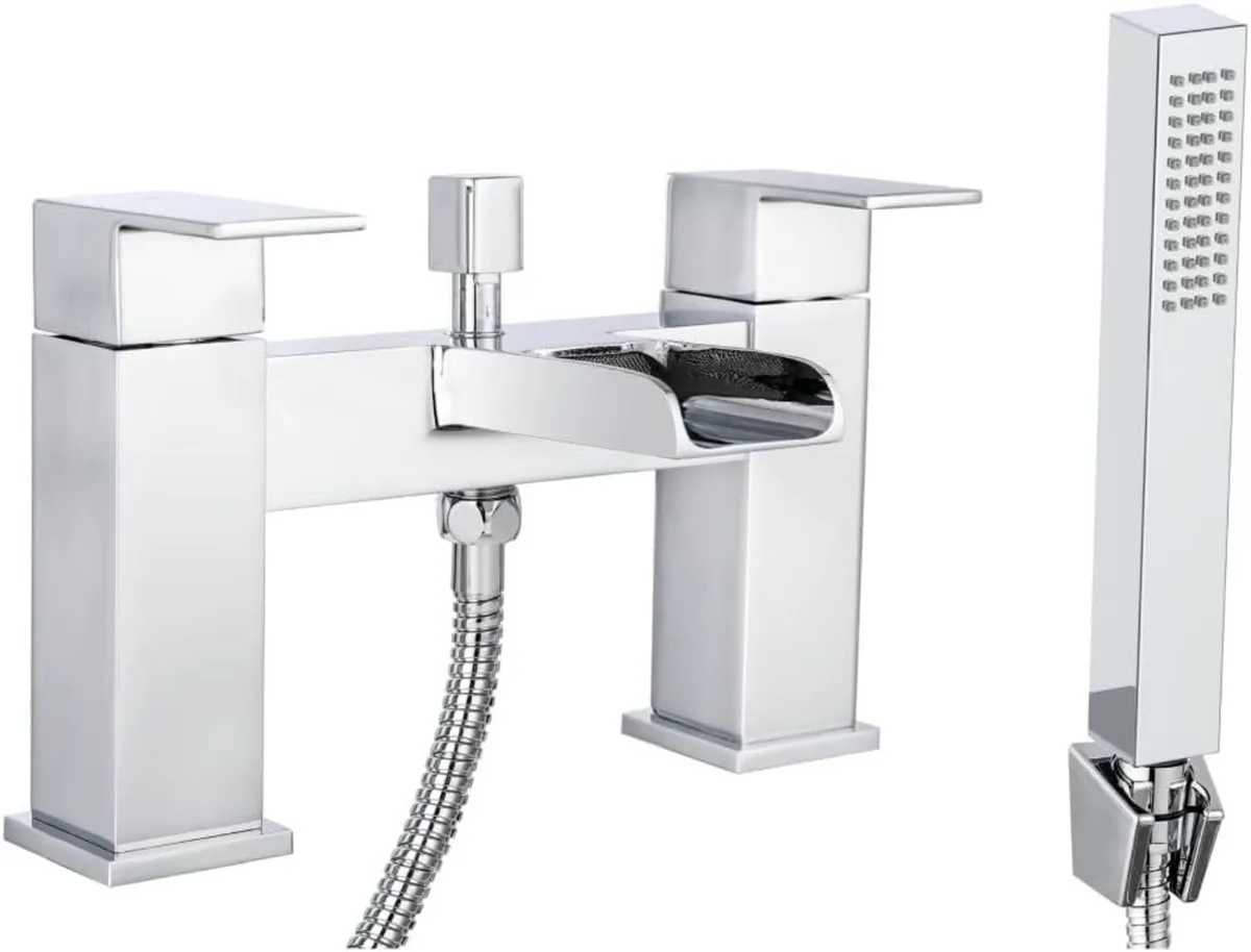 Square Waterfall Bath Shower Mixer Filler Tap Kit - Image 1