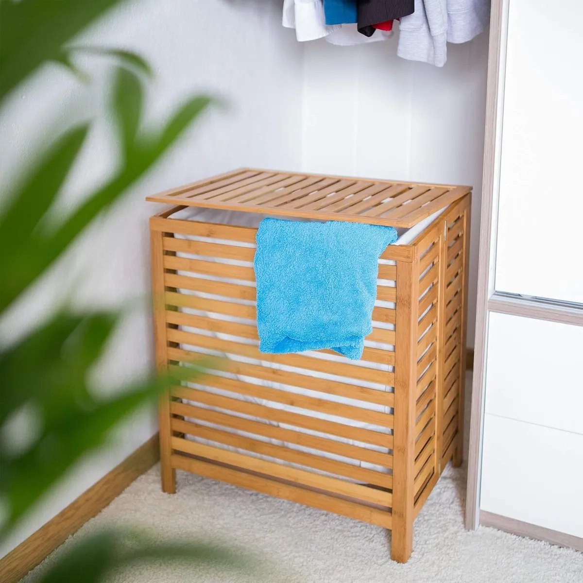 Wooden Laundry Hamper Linen Basket 100L Natural - Image 2
