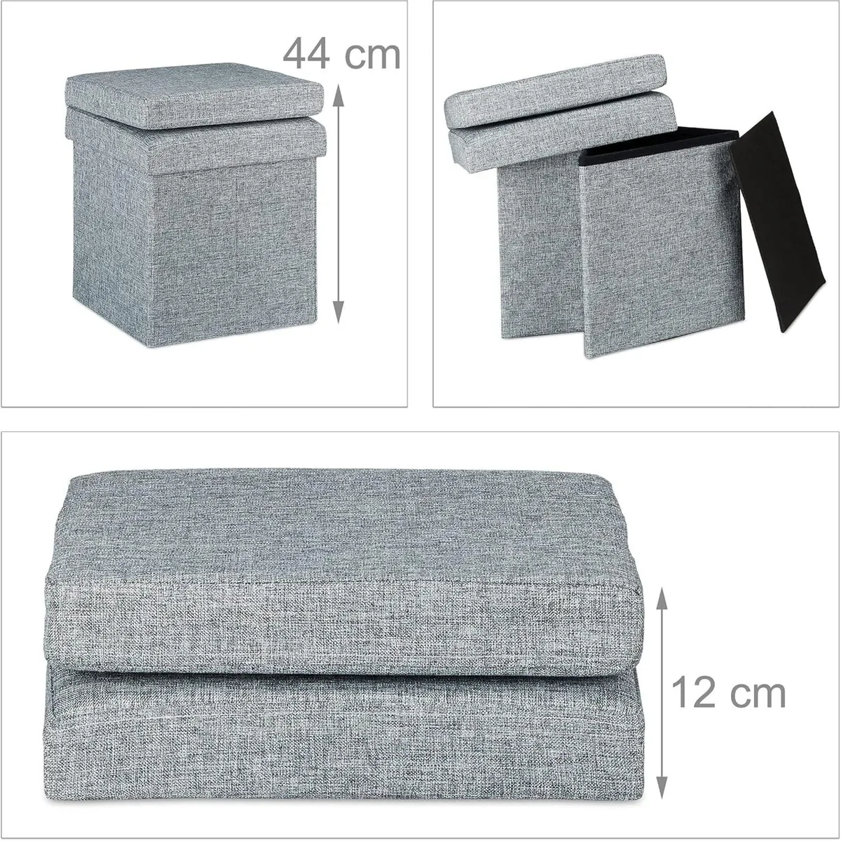 Folding Storage Ottoman W Back - Image 3