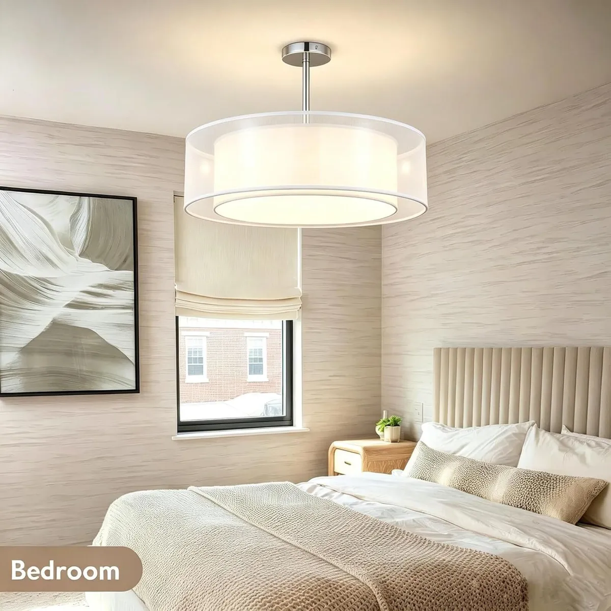 Ceiling Light Modern Fabric Pendant Shade Large - Image 4