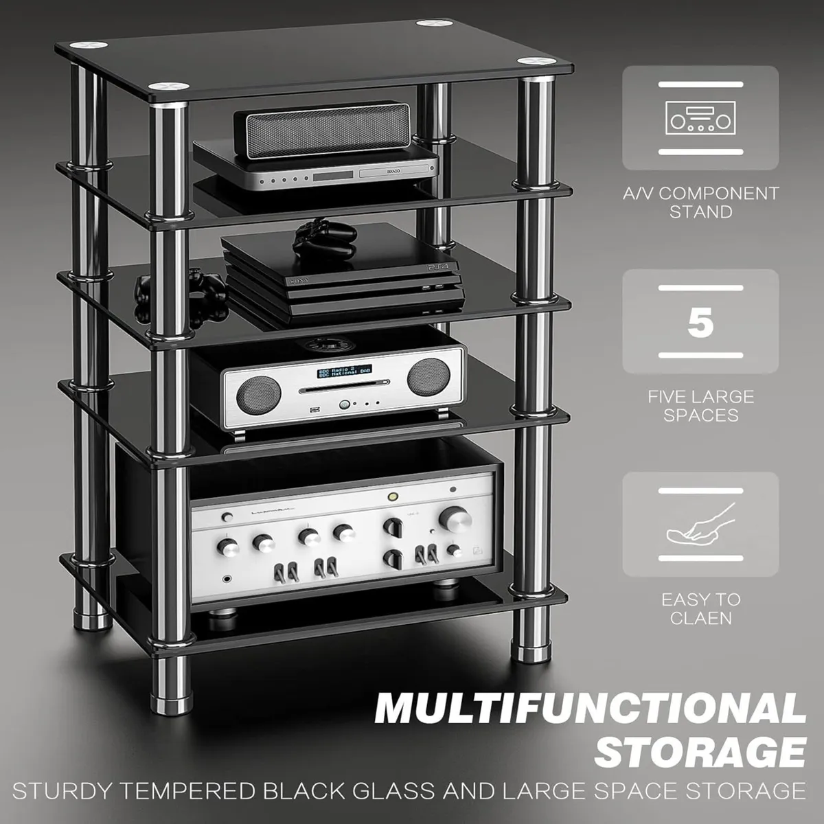 Hifi Racks and Stands Audio Rack Cabinet Av - Image 4