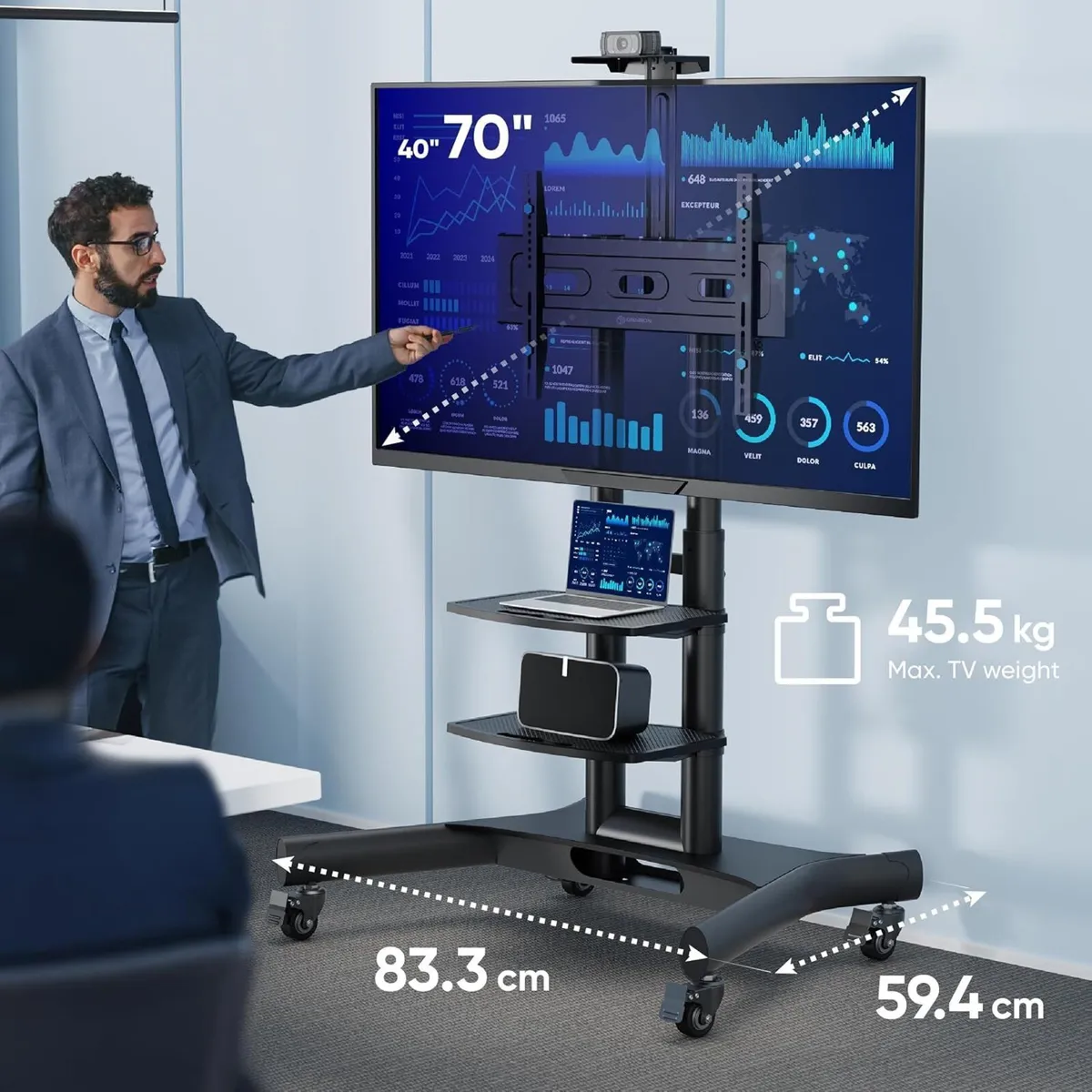 Mobile TV Stand with Mount for 40-70-Inch Screens - Image 2