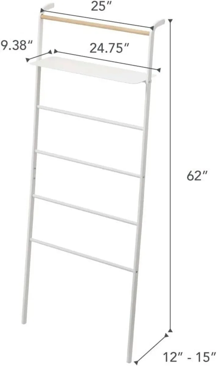 Ladder Hanger with Shelf Steel Wood Minimalist - Image 2
