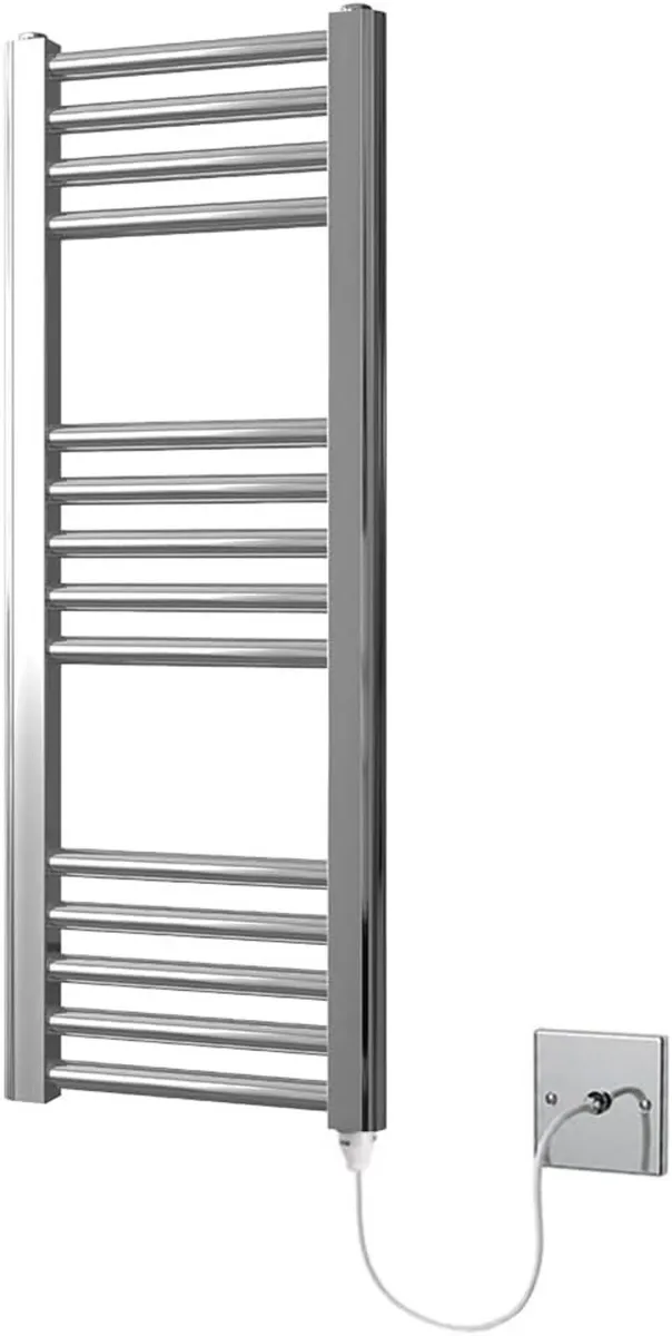 Chrome Electric Heated Towel Rail 300MM Wide X - Image 1