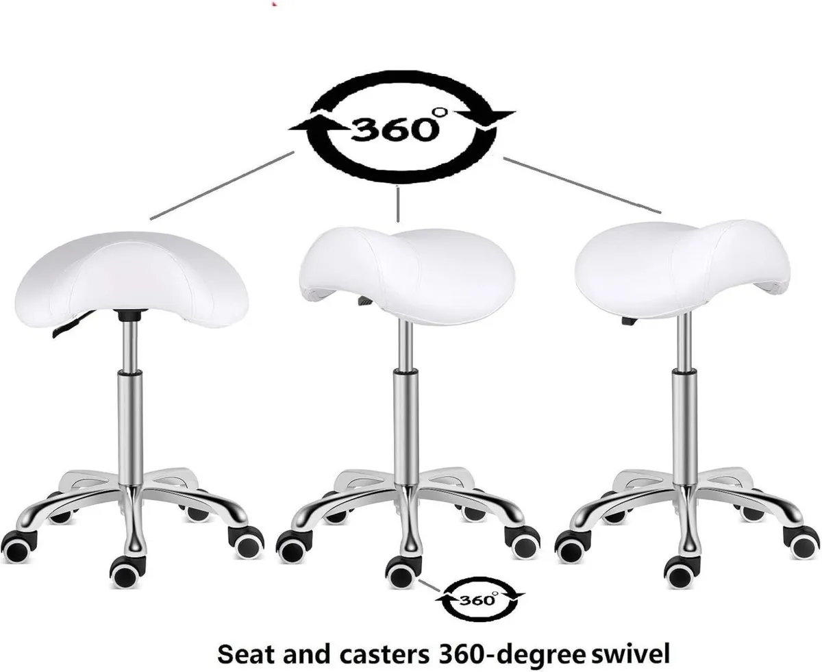 Stool Rolling Swivel Height Adjustable with Wheels - Image 4