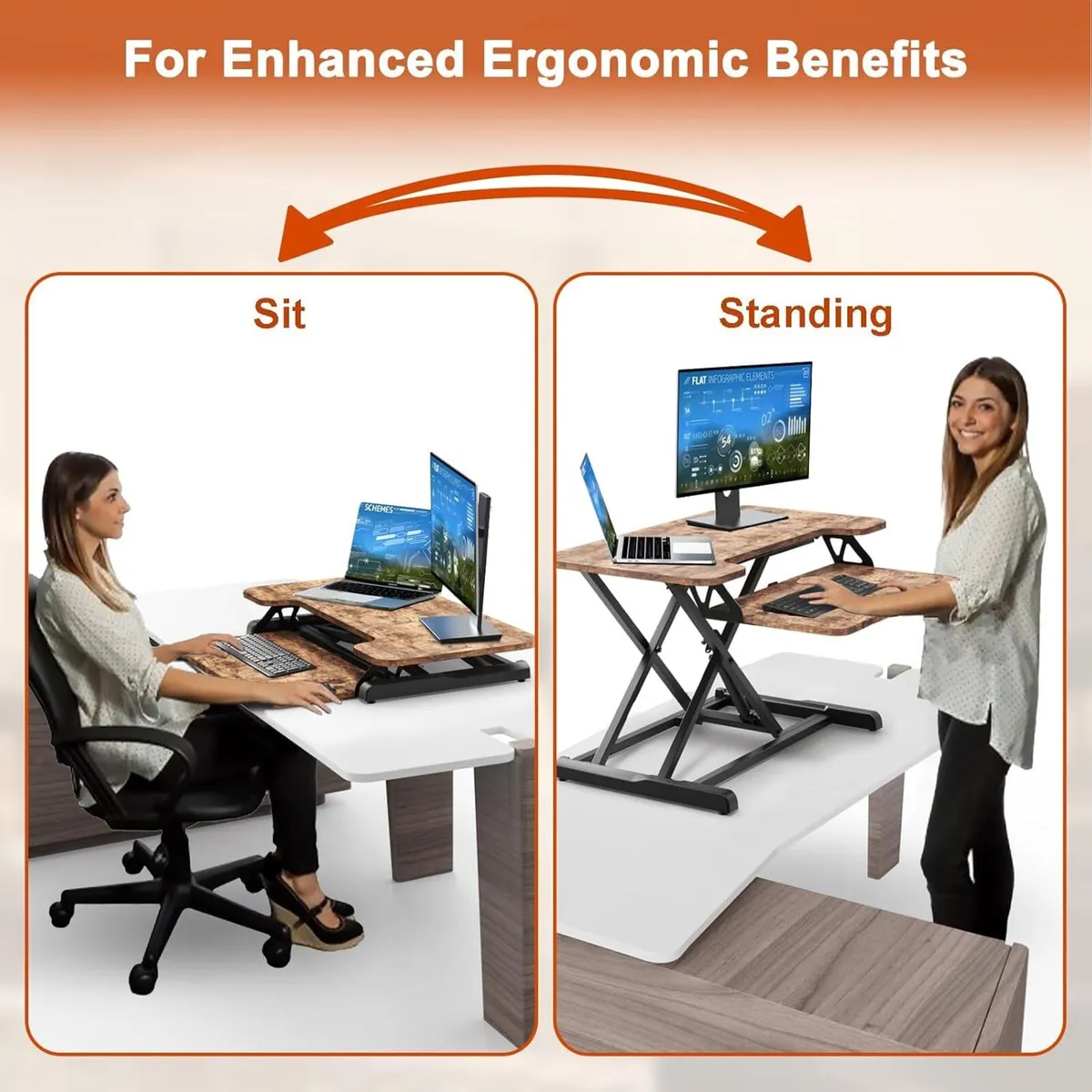Standing Desk Converter Height Adjustable Sit - Image 4