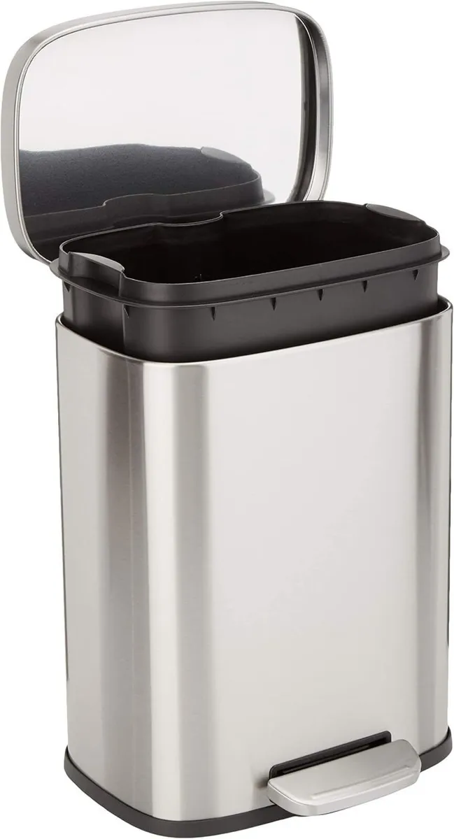 Rectangular Kitchen Pedal Bin with Steel Bar - Image 1