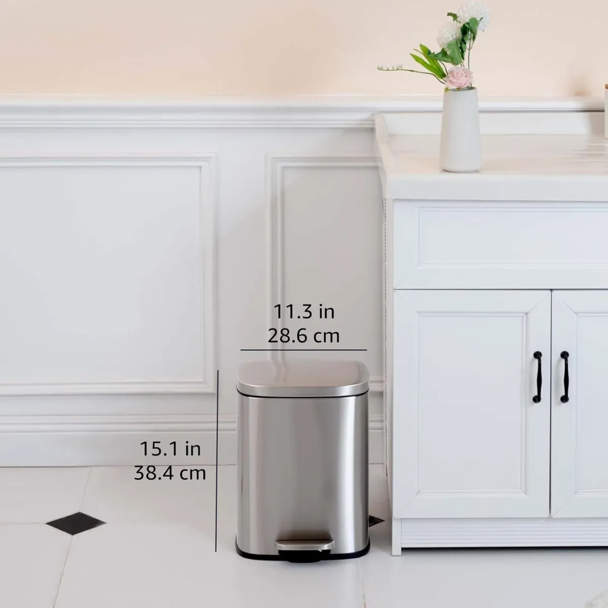 Rectangular Kitchen Pedal Bin with Steel Bar - Image 3