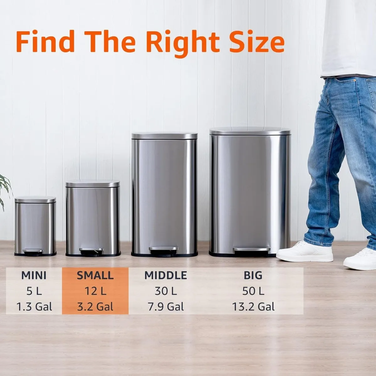 Rectangular Kitchen Pedal Bin with Steel Bar - Image 4
