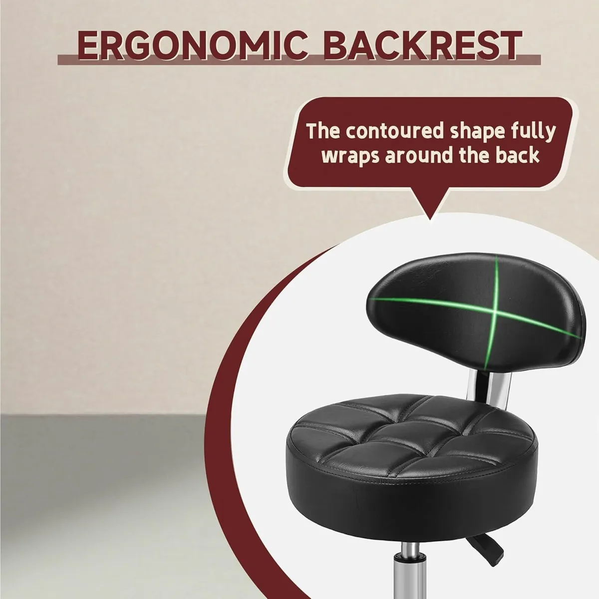 Rolling Stool Chair with Smooth-Rolling - Image 4