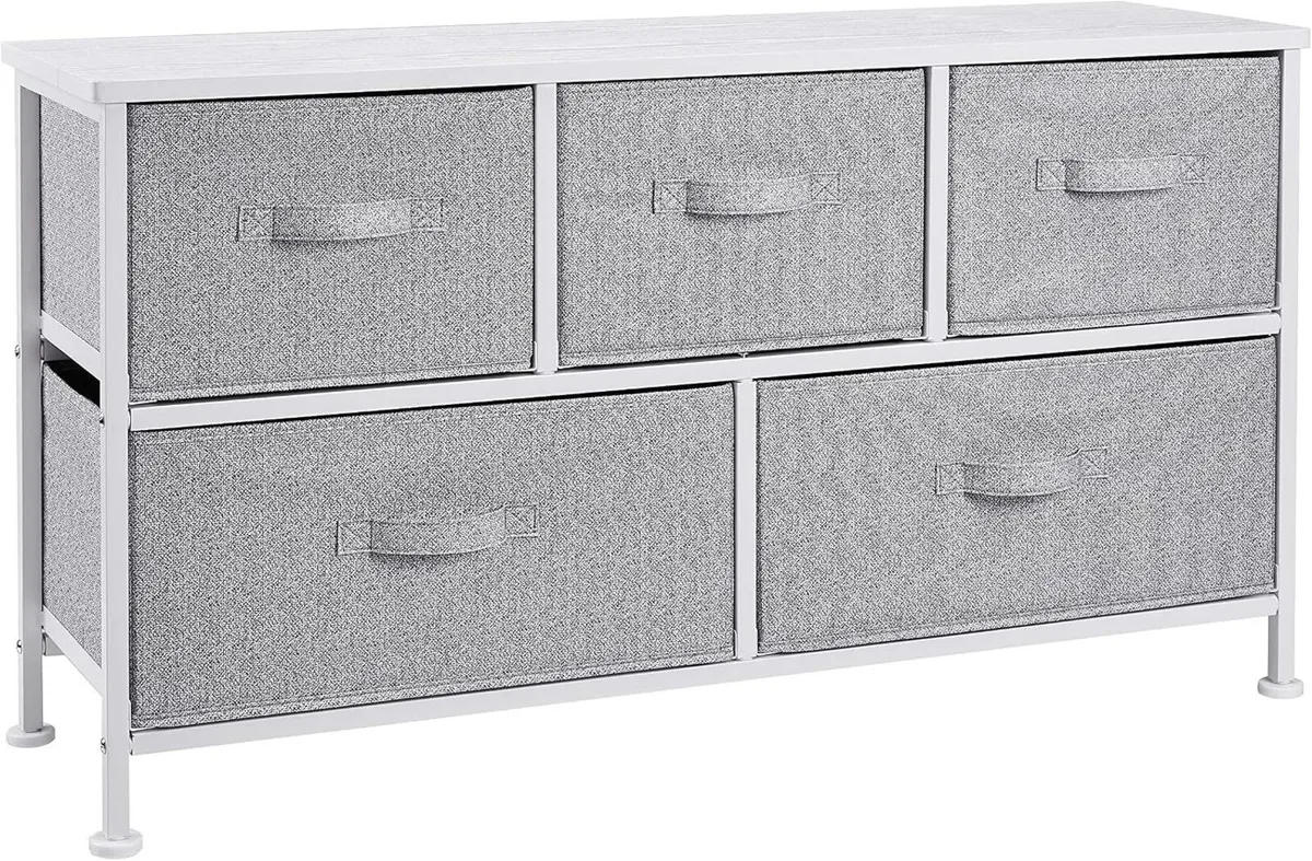 Extra Wide Fabric 5-Drawer Storage Organiser Unit - Image 1