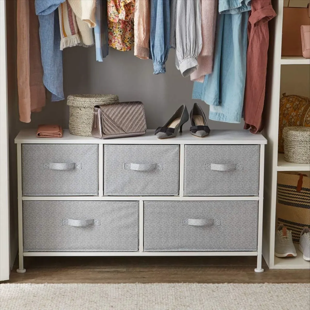 Extra Wide Fabric 5-Drawer Storage Organiser Unit - Image 2