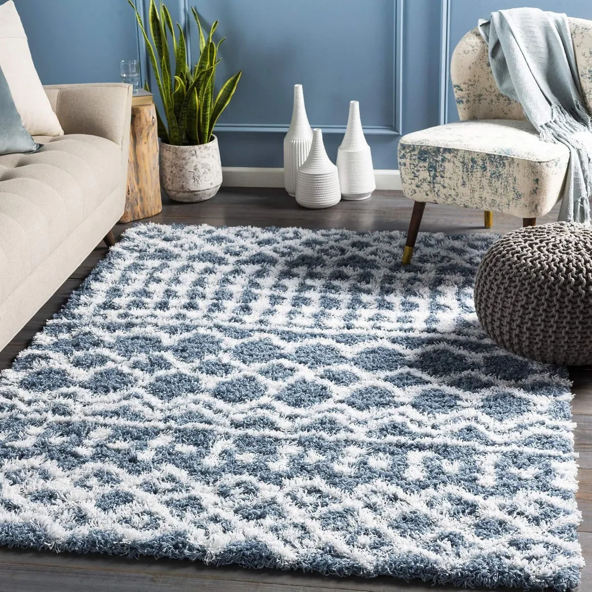 Nour Dubai Shaggy Rug Bedroom - Image 1