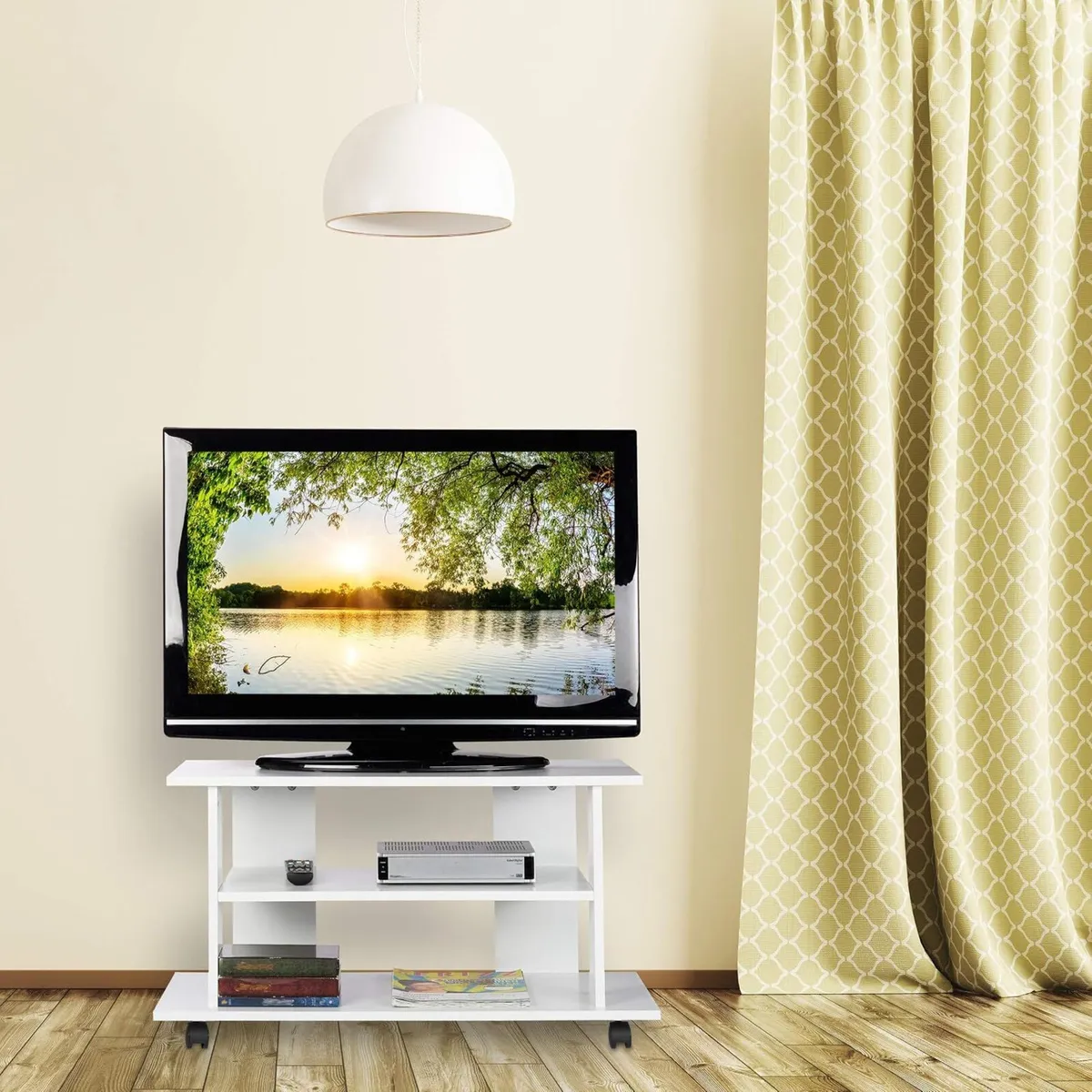 TV Stand on Castors 2 Compartments Console - Image 2