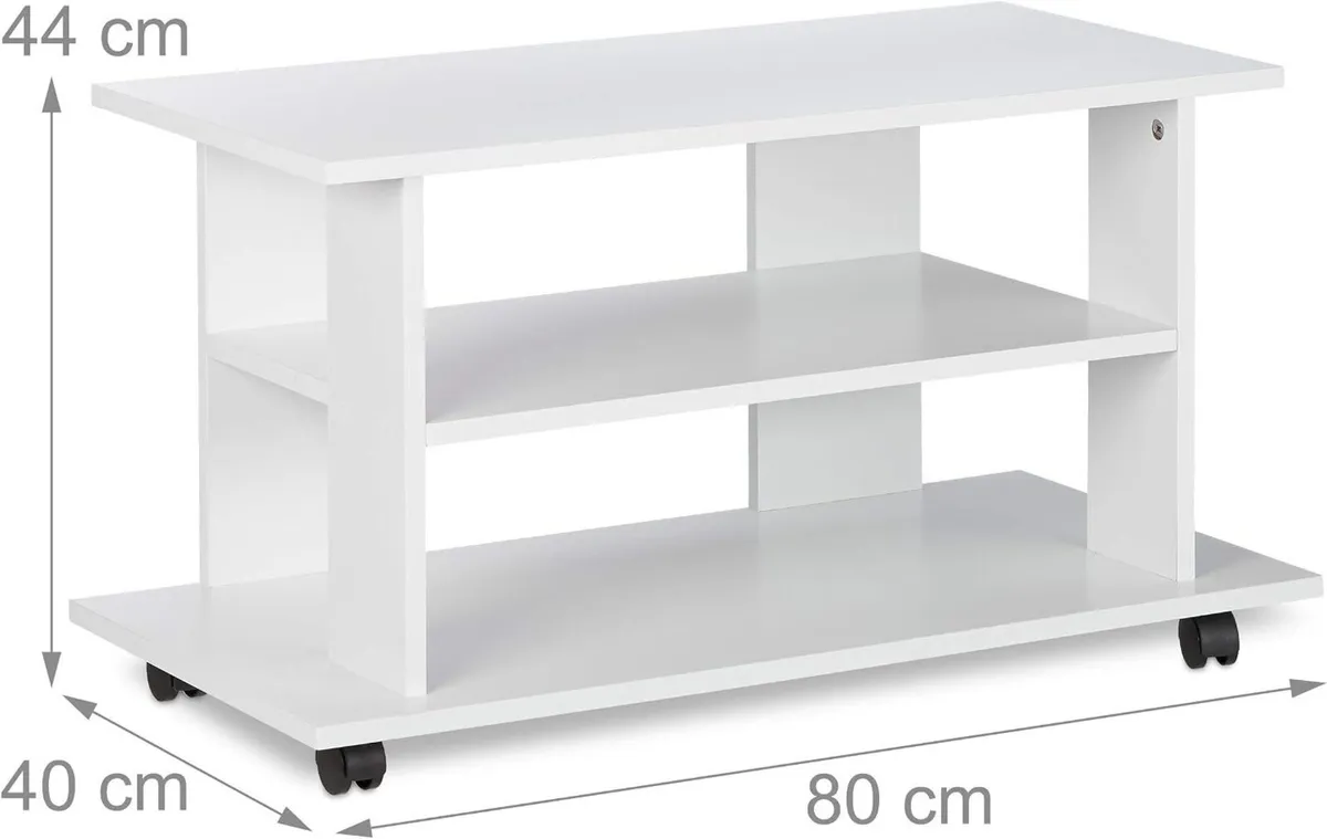 TV Stand on Castors 2 Compartments Console - Image 4