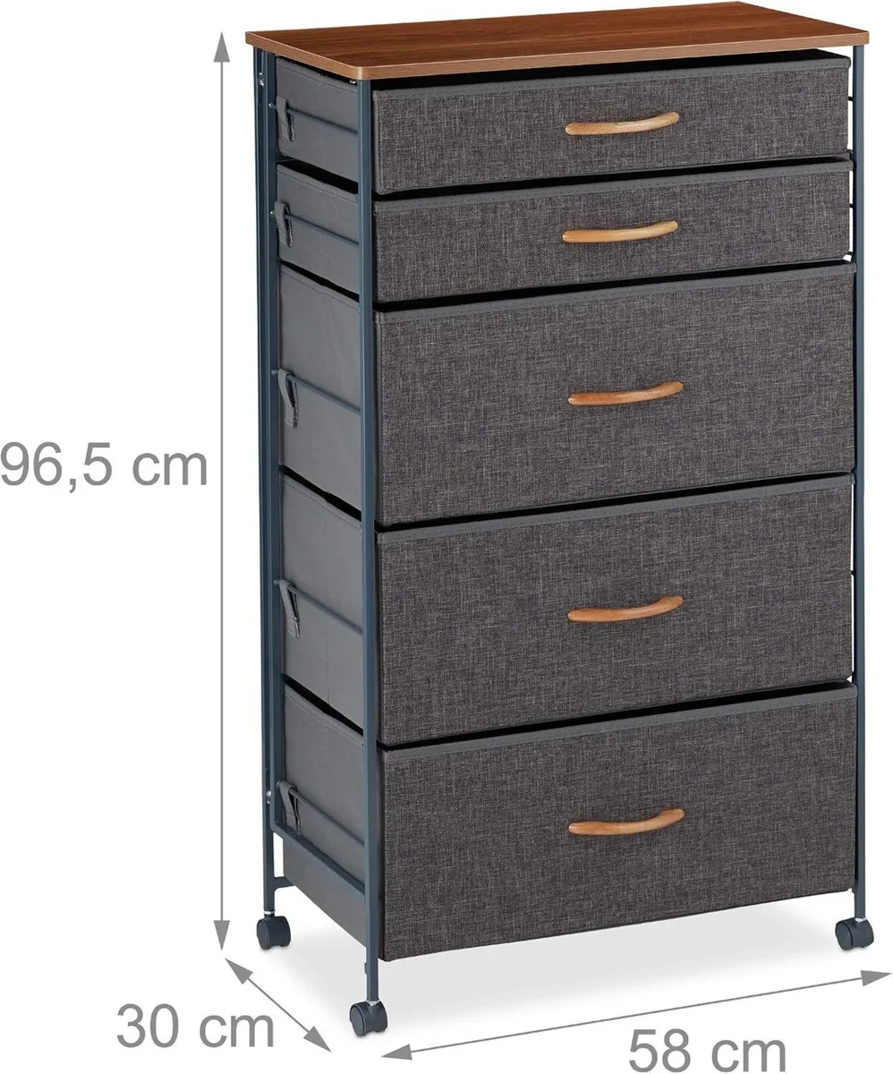 Chest of Drawers on Castors 5 Fabric Decor - Image 3