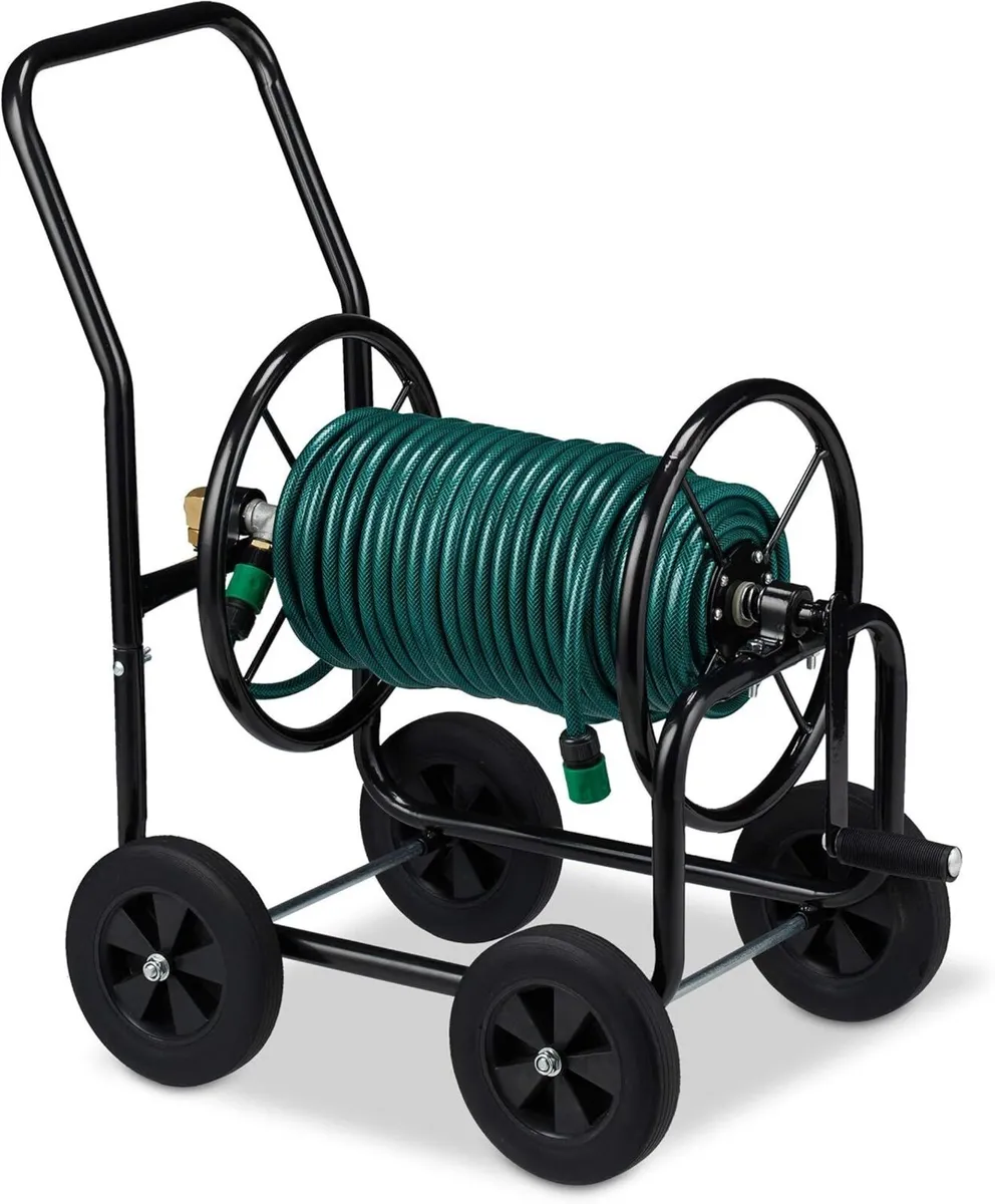 Cart Metal 4 Rubber Wheels Xl Garden Hosepipe - Image 3