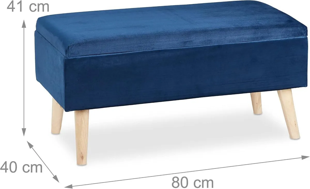 Ottoman Storage Bench Velvet Upholstery 40L - Image 3