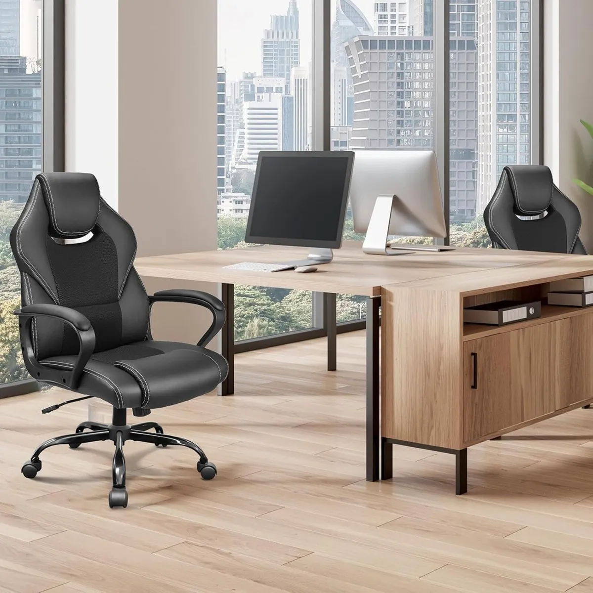 Office Chair PU Leather Ergonomic Computer Desk - Image 2
