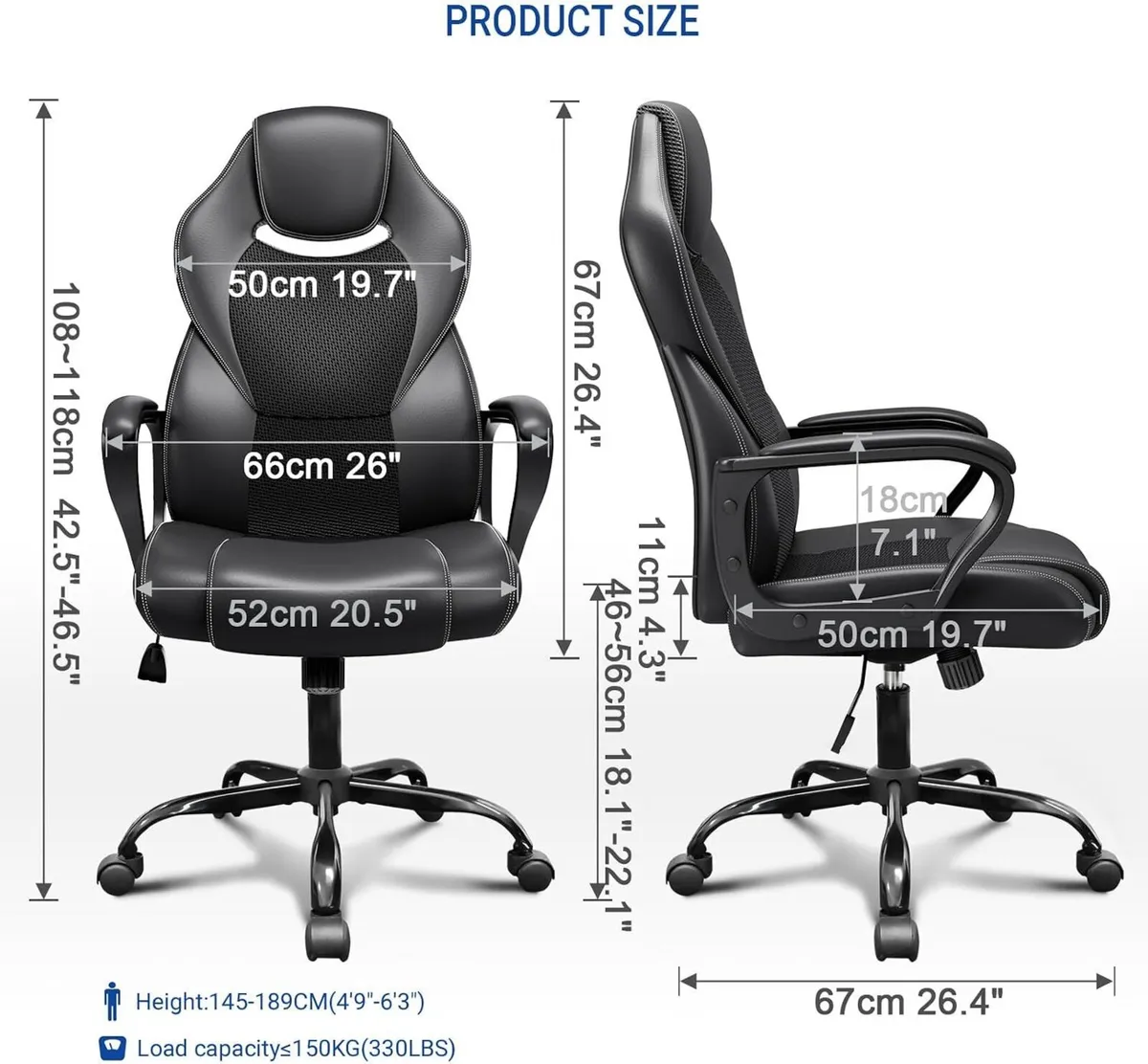 Office Chair PU Leather Ergonomic Computer Desk - Image 3