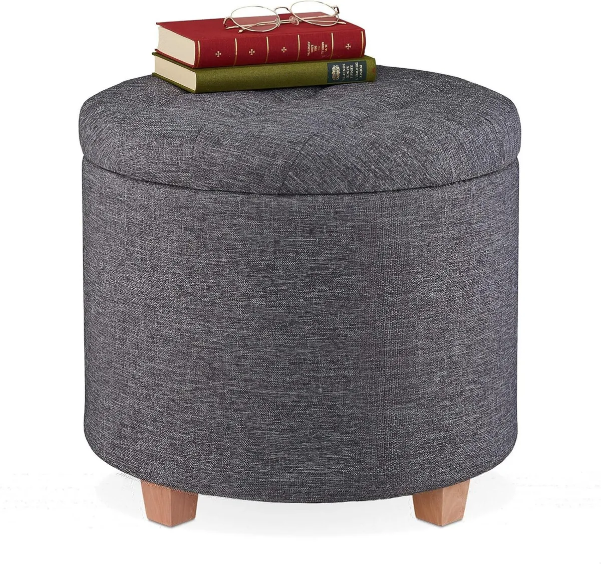 Stool with Storage Space Padded Seating Ottoman - Image 1