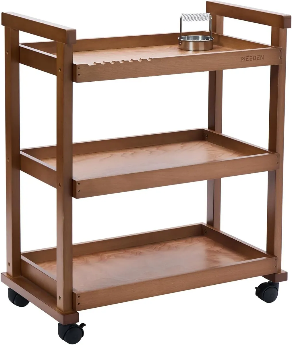 Rolling Art Supply Cart: Solid Beech Wood 3-Tier - Image 1