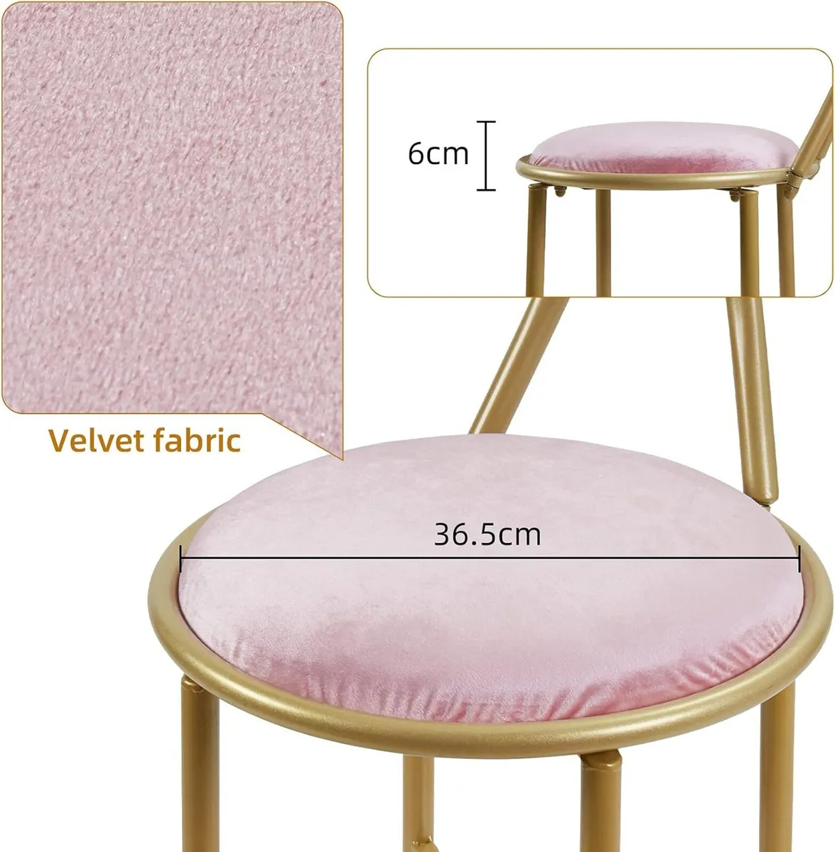 Glam Butterfly Back Vanity Chair Velvet Makeup - Image 4