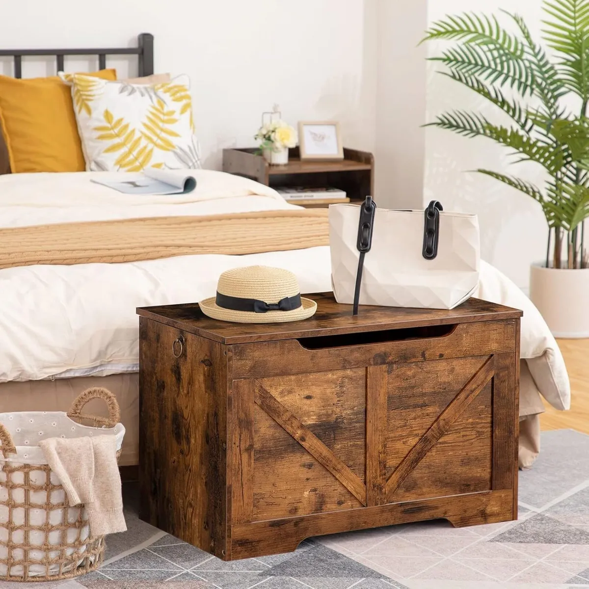 Wooden Storage Chest Trunk Bench with Lid Large - Image 4