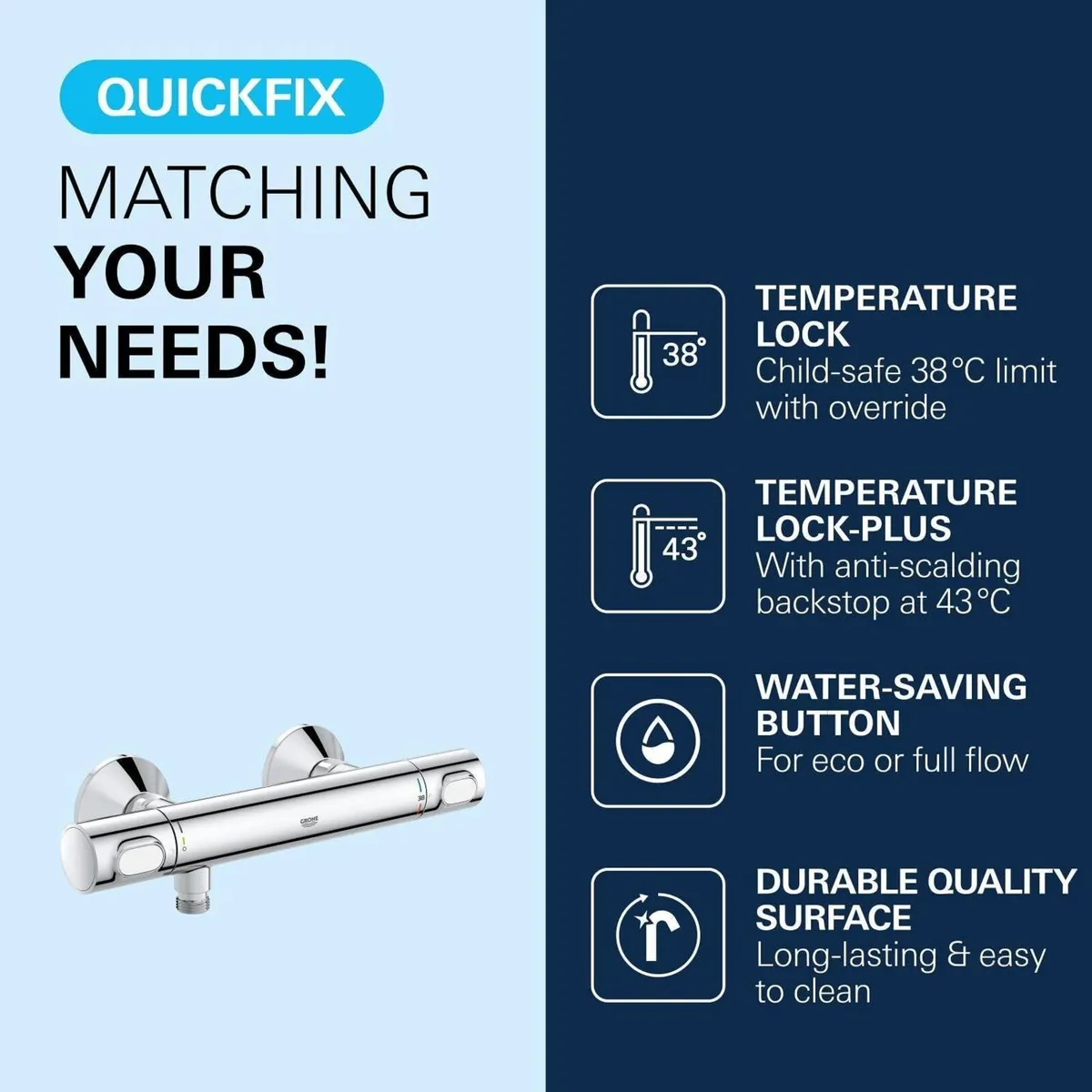 Precision Flow Wall Mounted Thermostatic Shower - Image 3