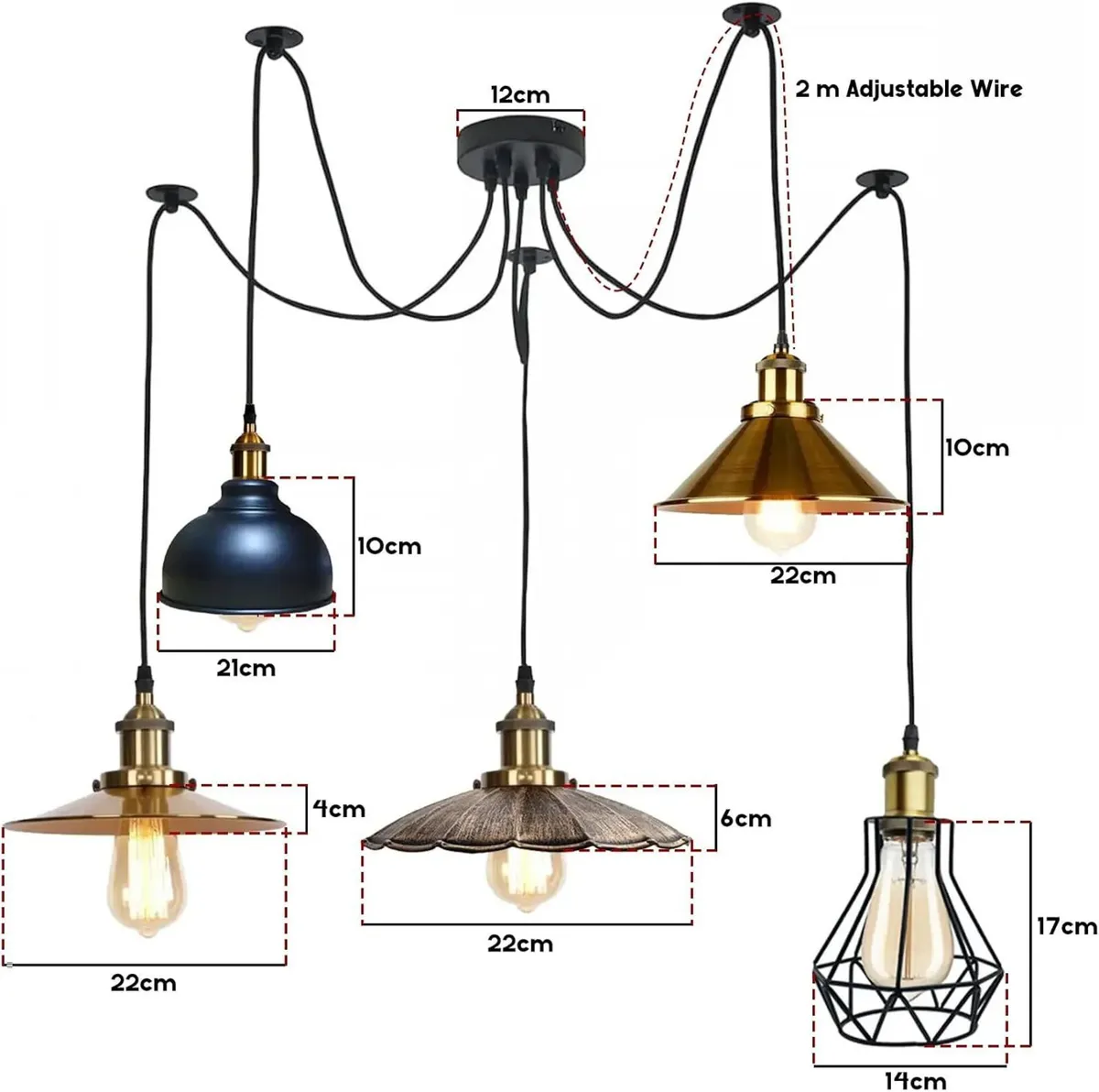 8 Head Spider Pendant Light with Adjustable 2m - Image 2