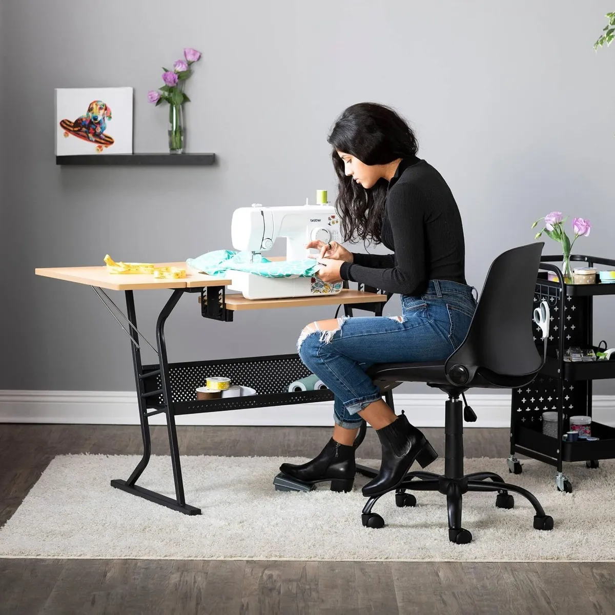 Small Sewing Machine Table with Maple Top - Image 2