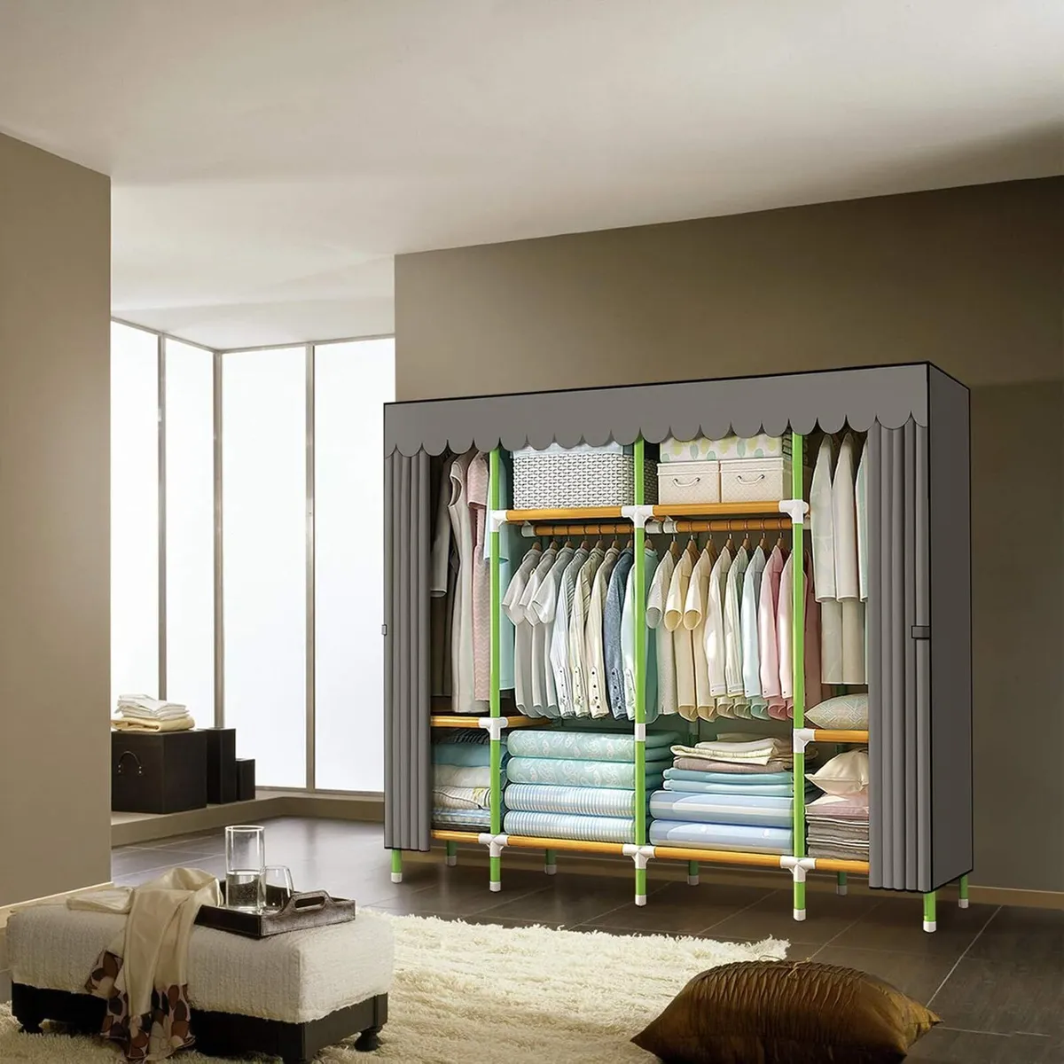 Portable Wardrobe Closet Storage Organiser Cloth - Image 2