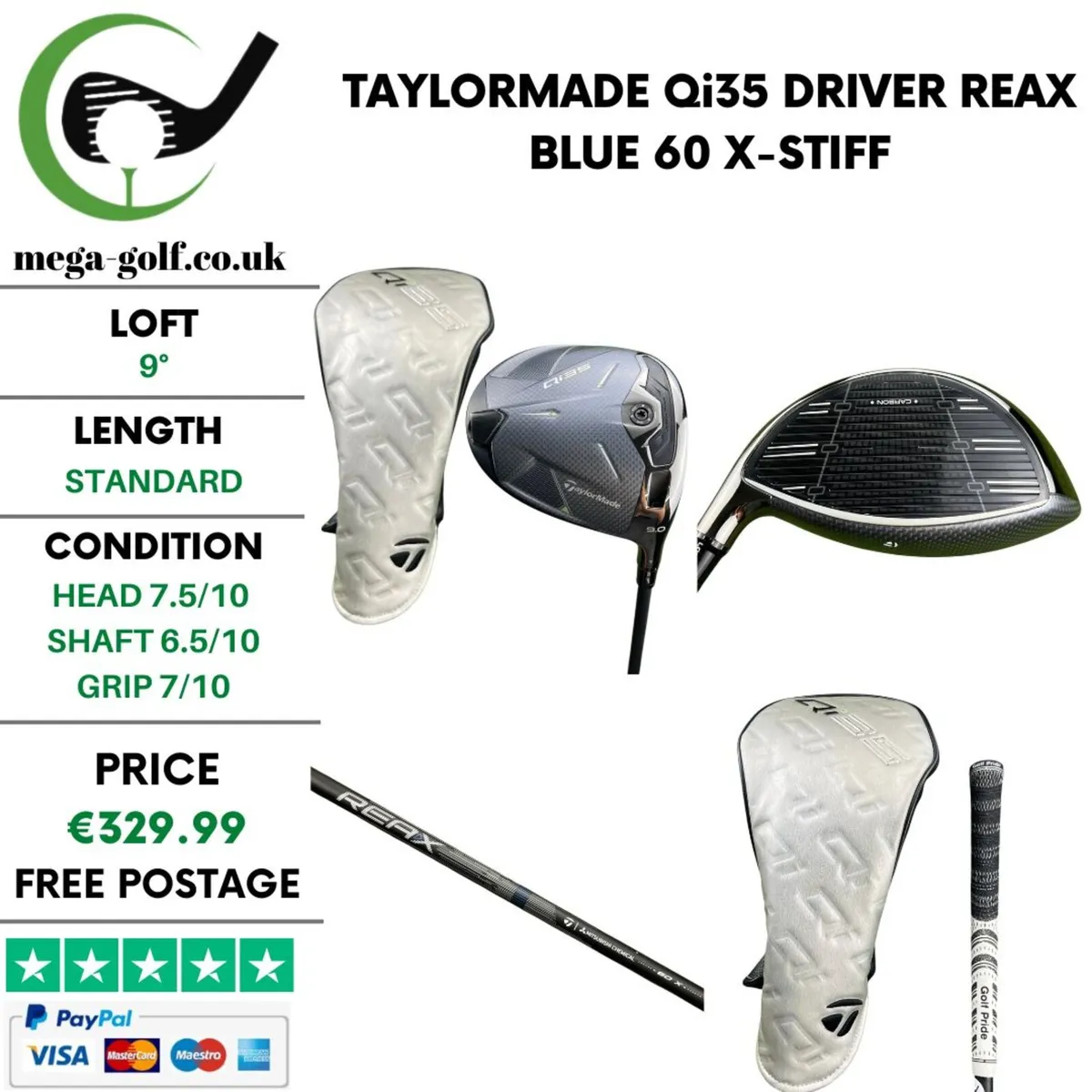 Taylormade Qi35 Driver / 9° / Reax Blue 60 X-Stiff - Image 1