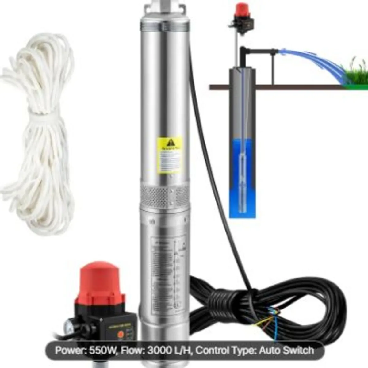 Deep Well Submersible Pump, 550W - Image 3